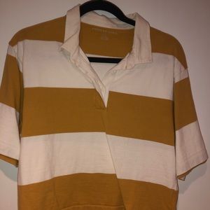 American Eagle Cropped striped polo
